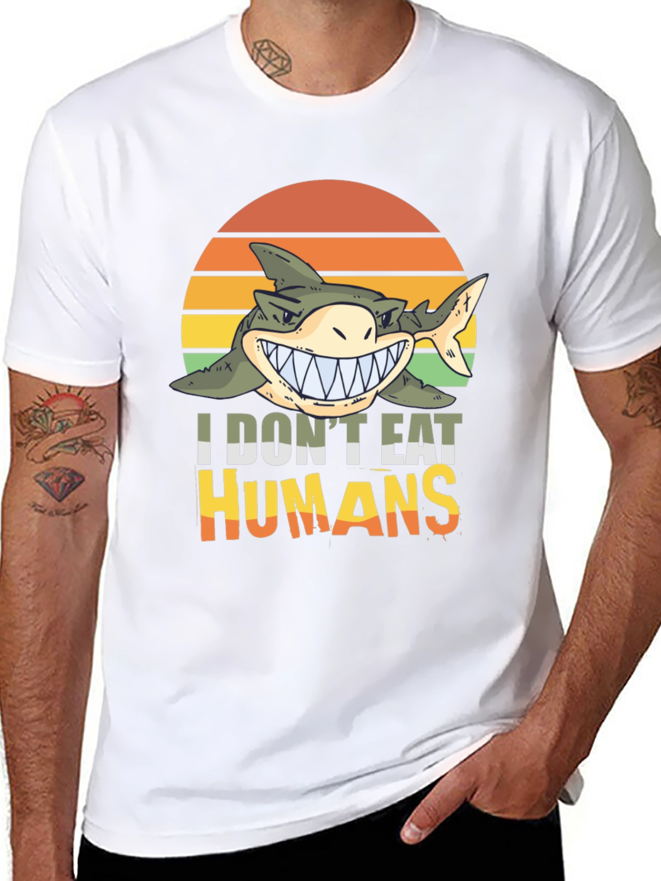 Funny Shark I Dont Eat Humans Graphic Tee