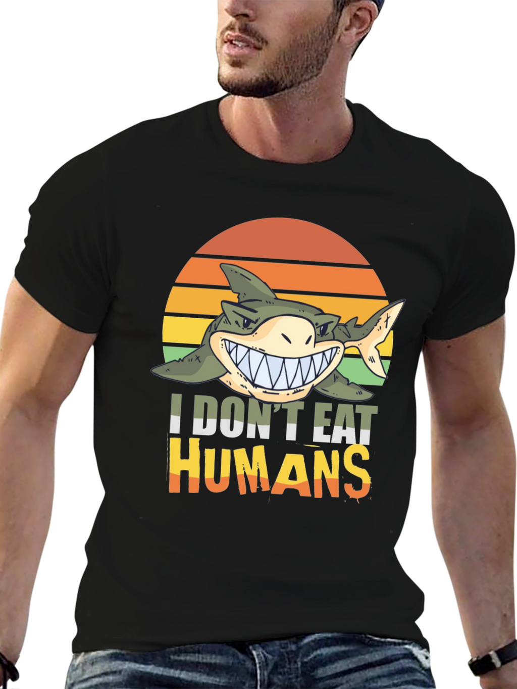 Funny Shark I Dont Eat Humans Graphic Tee
