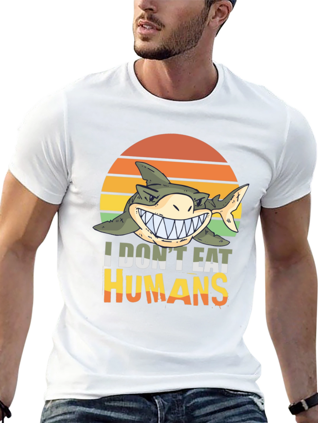 Funny Shark I Dont Eat Humans Graphic Tee