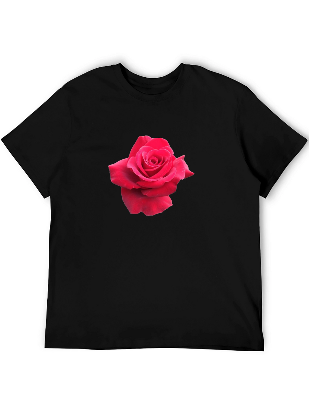 Rose Graphic Tee - Black Casual Cotton T-Shirt