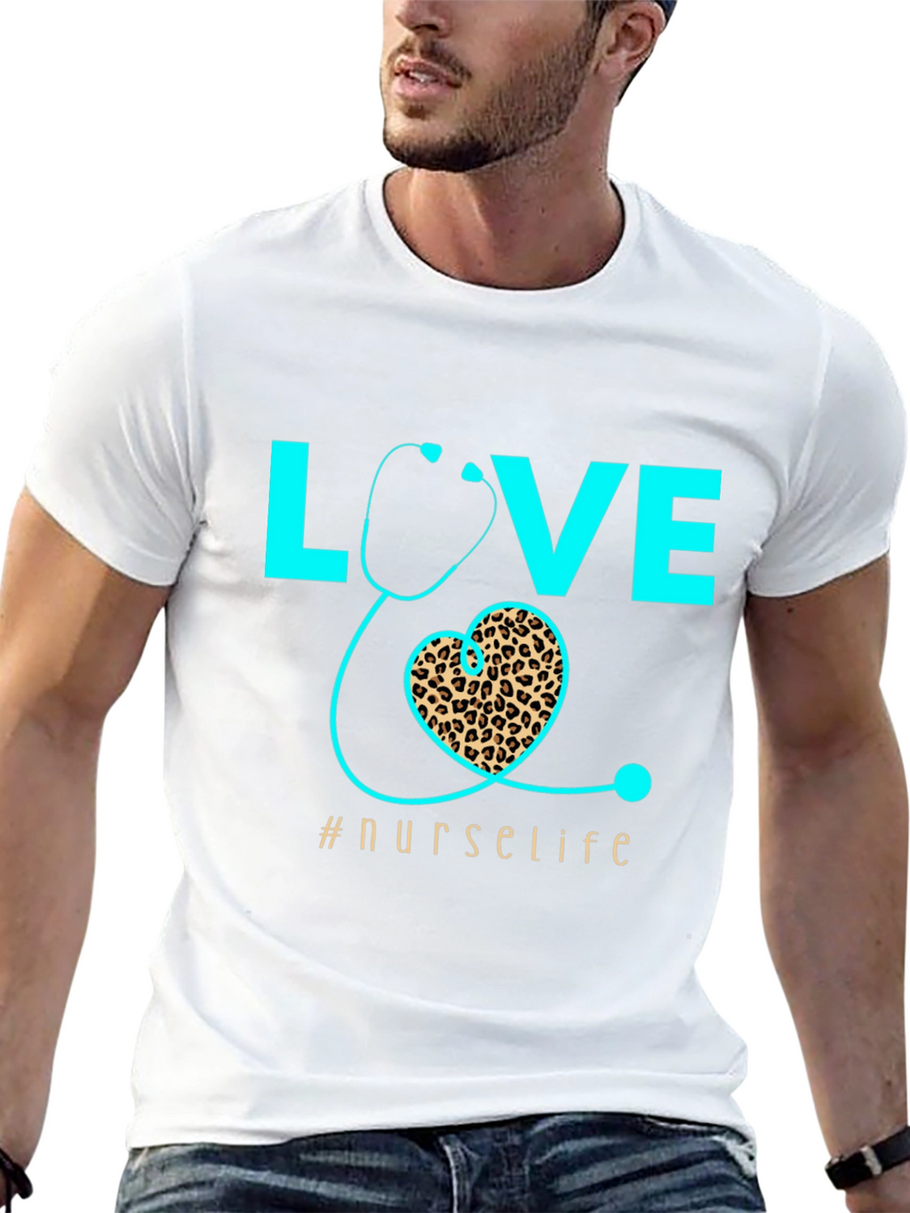 Nurse Life T-Shirt - Love Heart Stethoscope Design