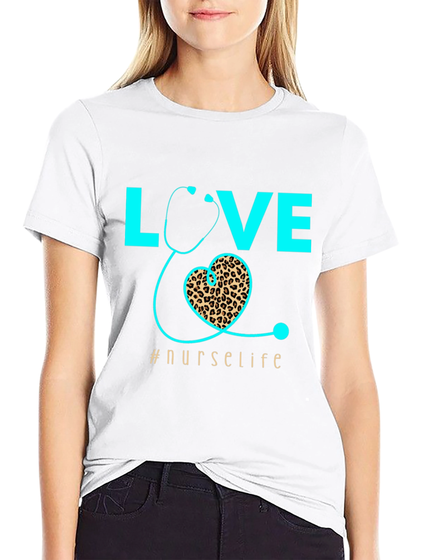 Nurse Life T-Shirt - Love Heart Stethoscope Design