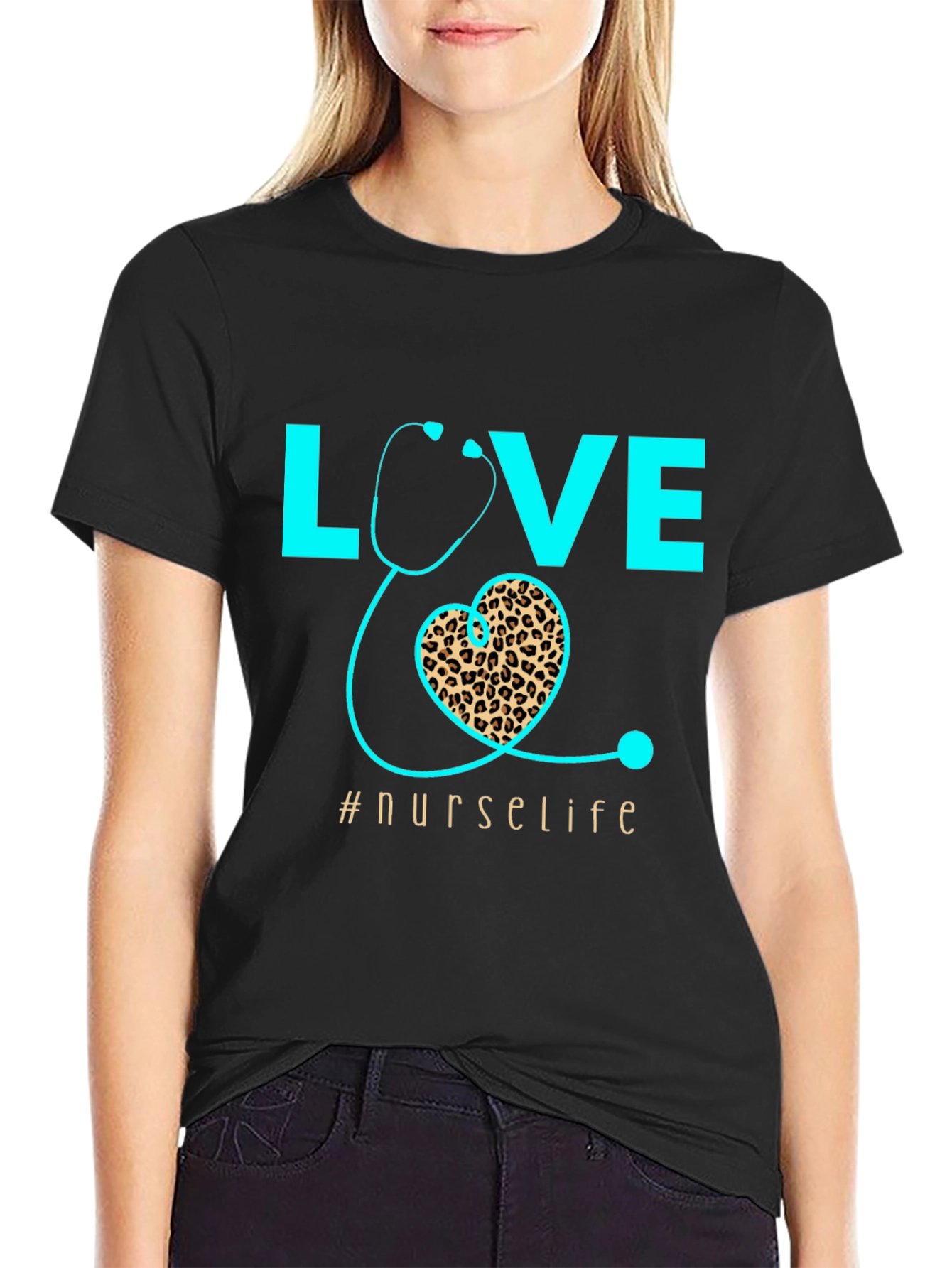 Nurse Life T-Shirt - Love Heart Stethoscope Design