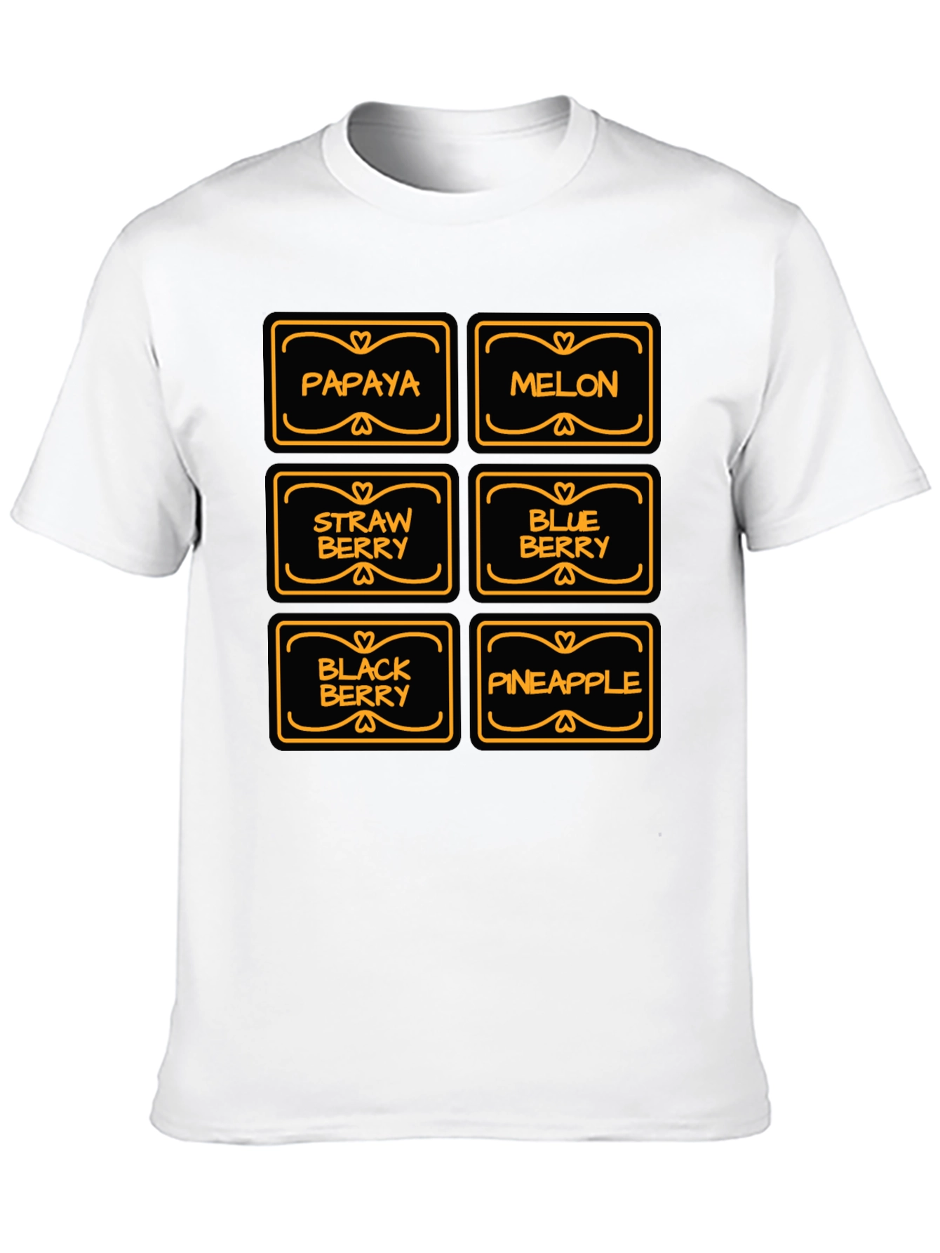 Fruit Variety Graphic T-Shirt - Black
