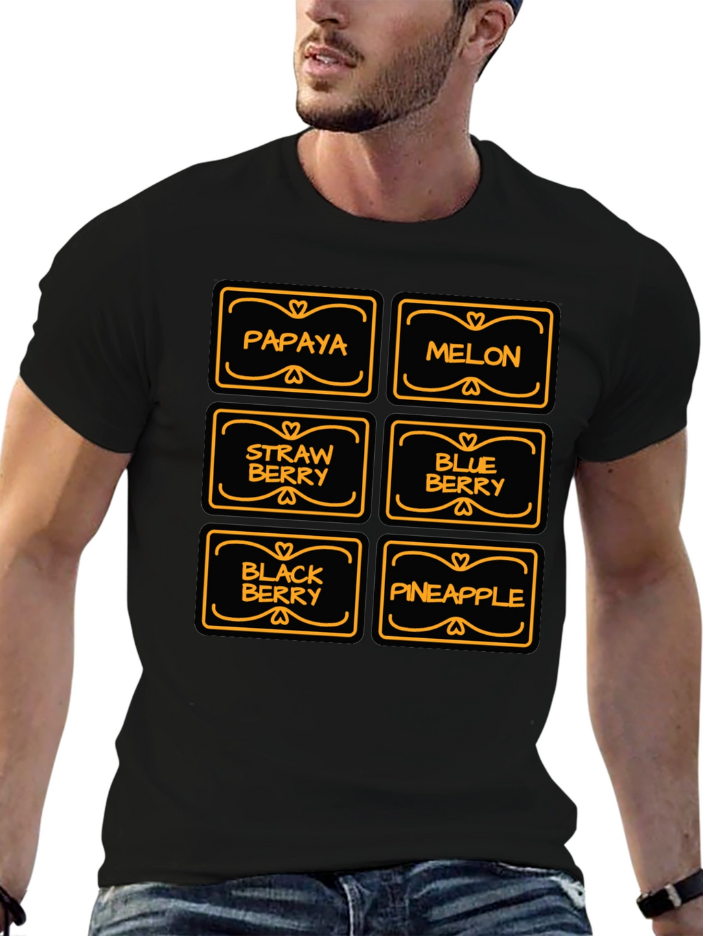 Fruit Variety Graphic T-Shirt - Black