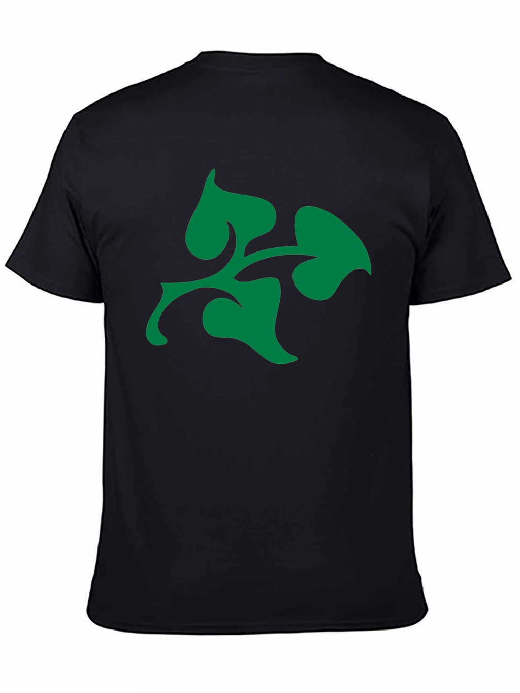 Green Leaf Design Black T-Shirt