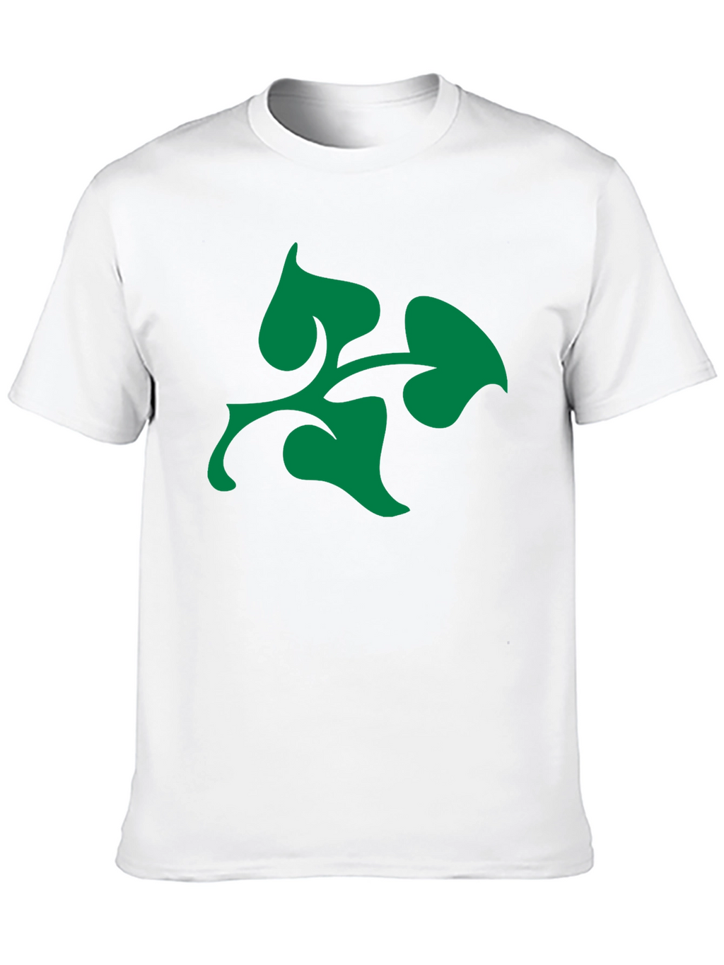 Green Leaf Design Black T-Shirt