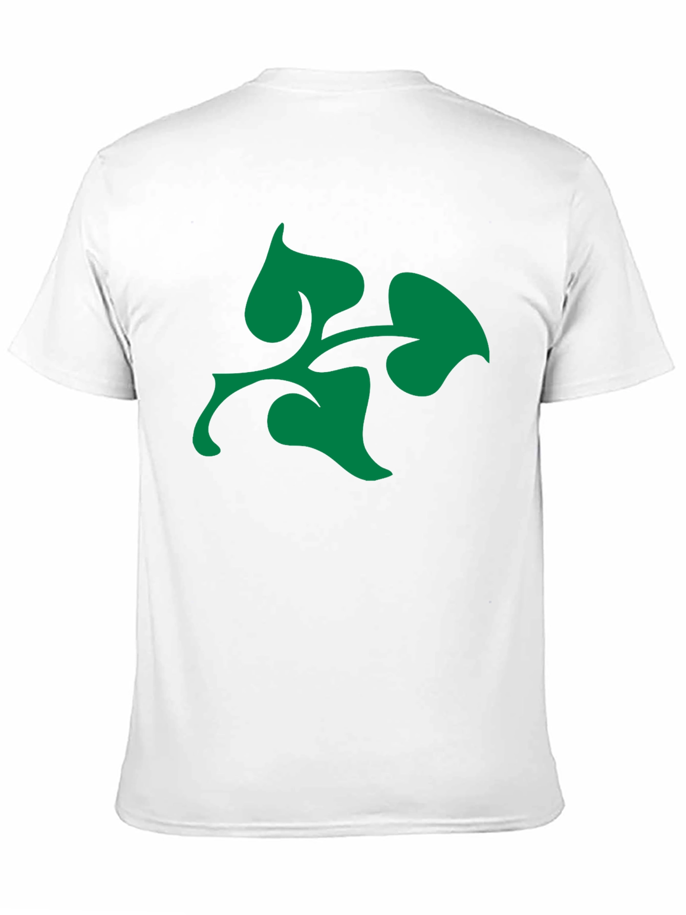 Green Leaf Design Black T-Shirt
