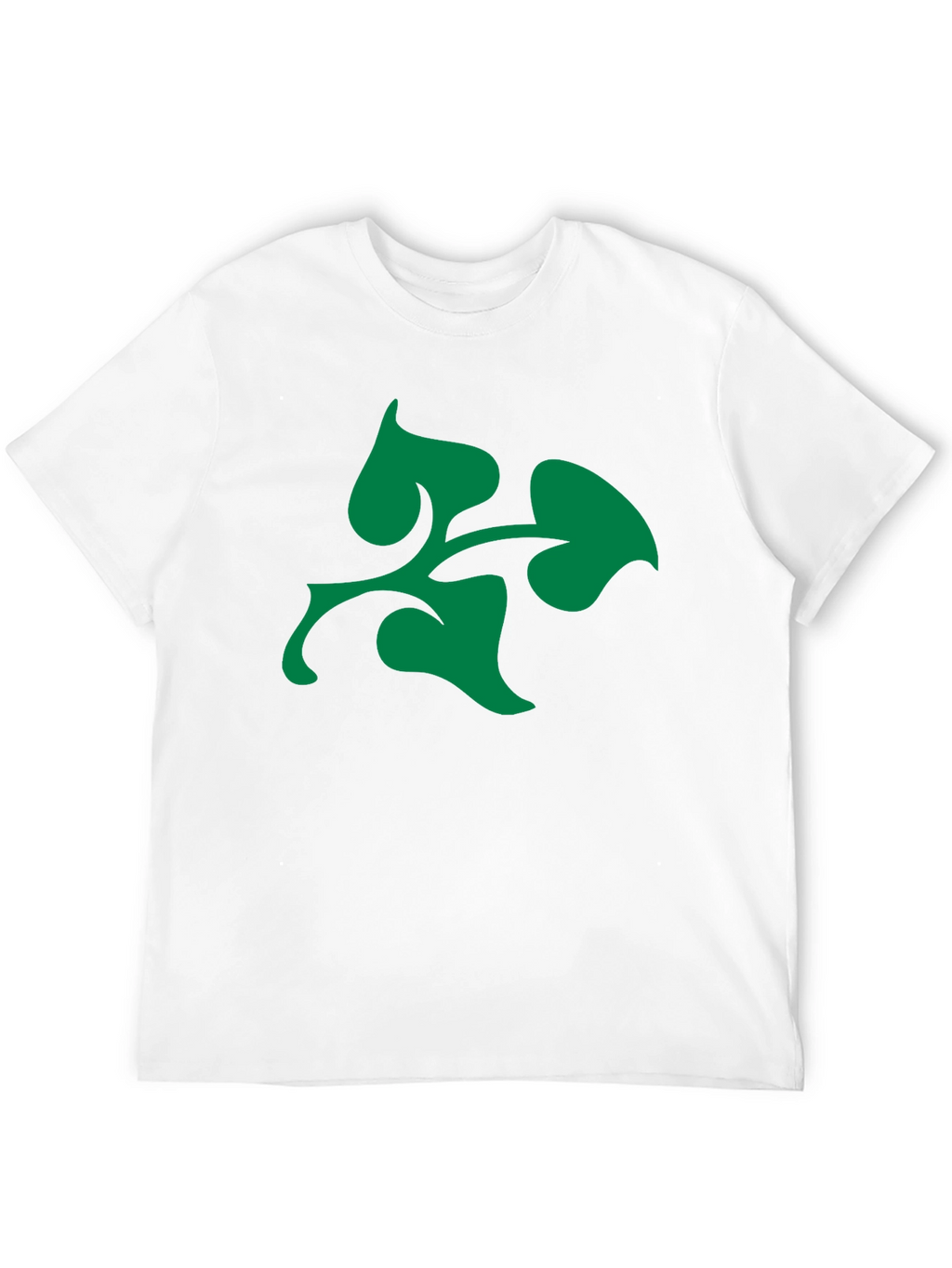 Green Leaf Design Black T-Shirt