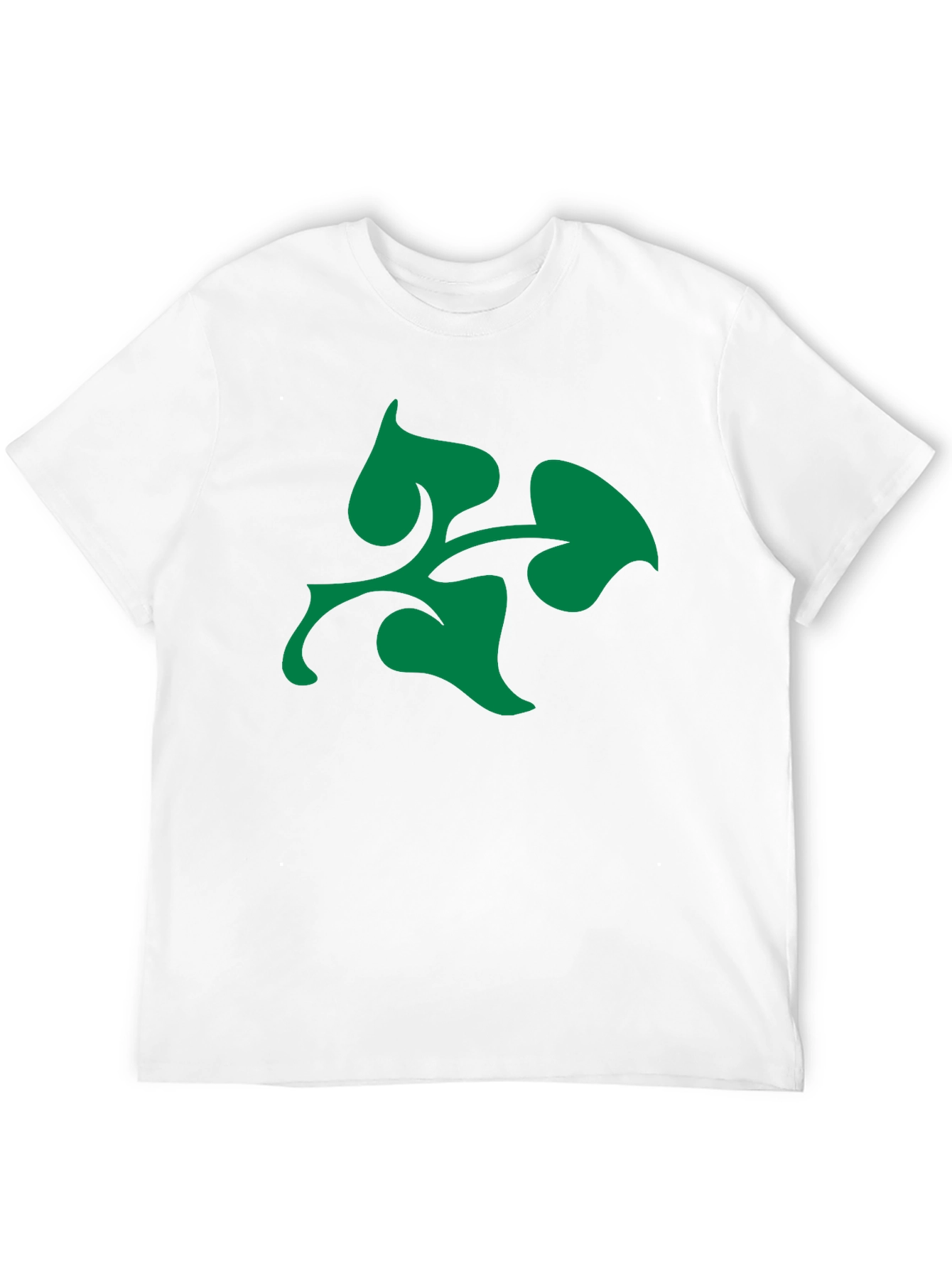 Green Leaf Design Black T-Shirt