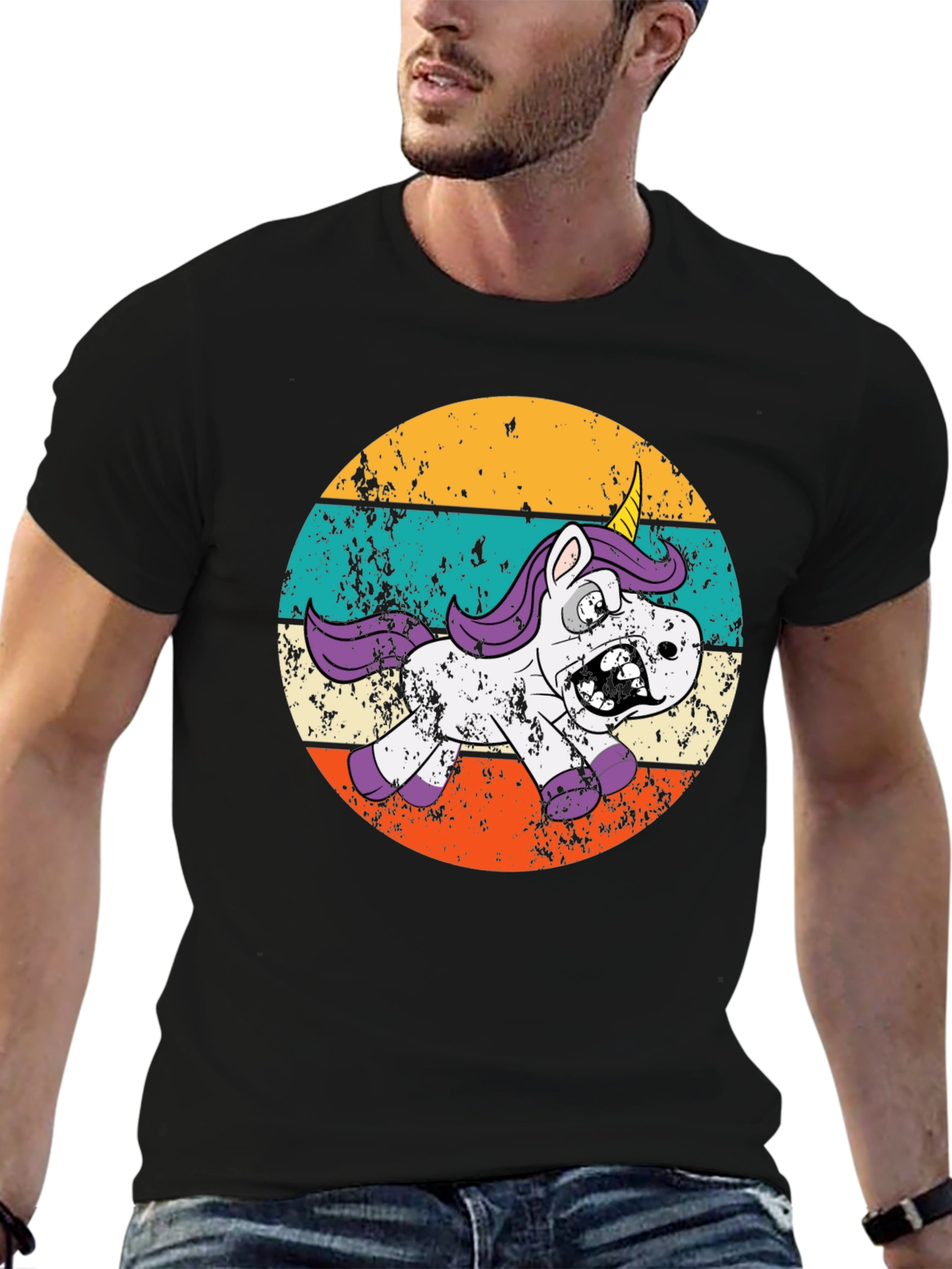 Zombie Unicorn Retro T-Shirt