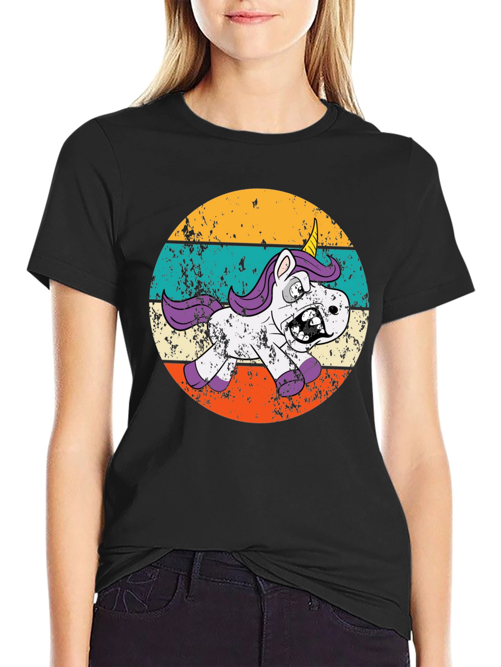 Zombie Unicorn Retro T-Shirt
