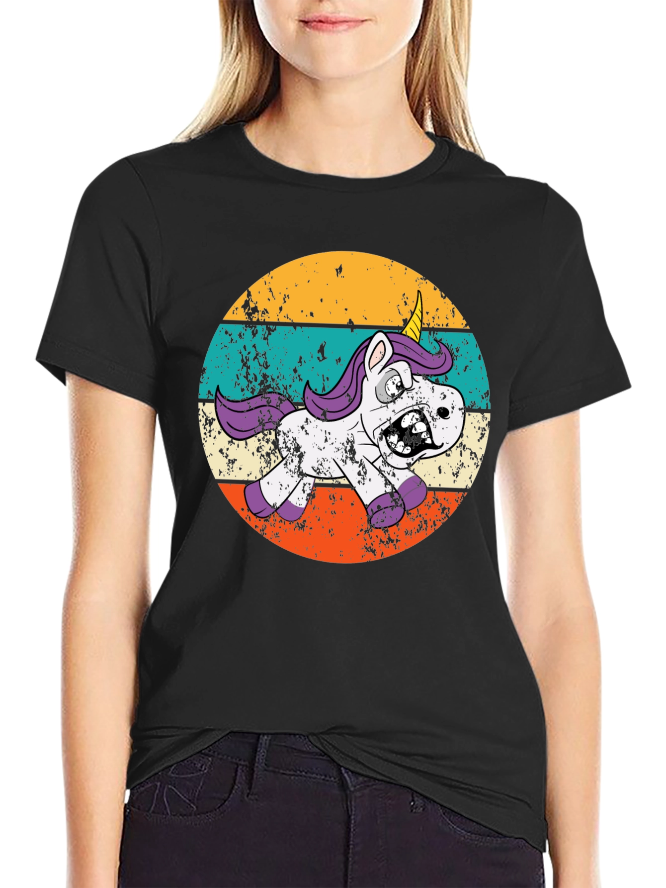 Zombie Unicorn Retro T-Shirt