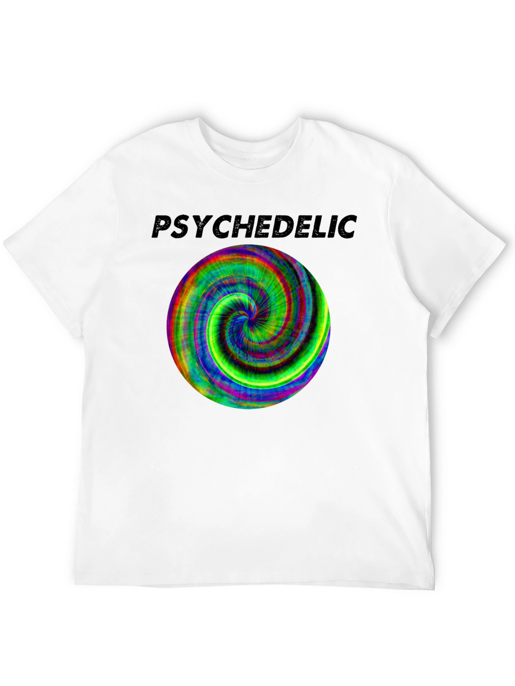 Psychedelic Swirl Graphic Tee - Black Cotton Casual Shirt