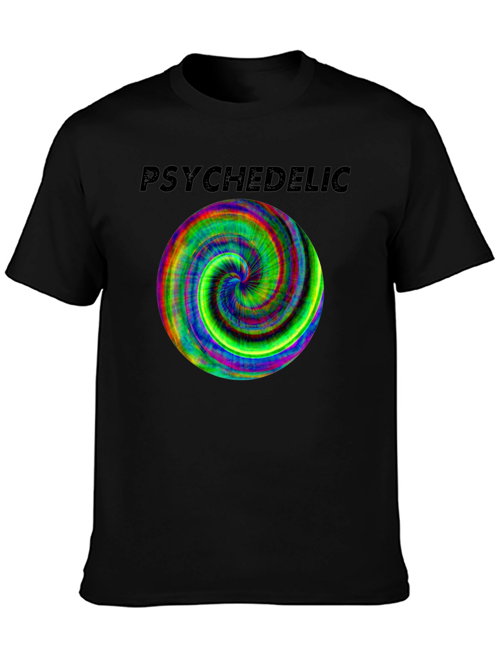 Psychedelic Swirl Graphic Tee - Black Cotton Casual Shirt