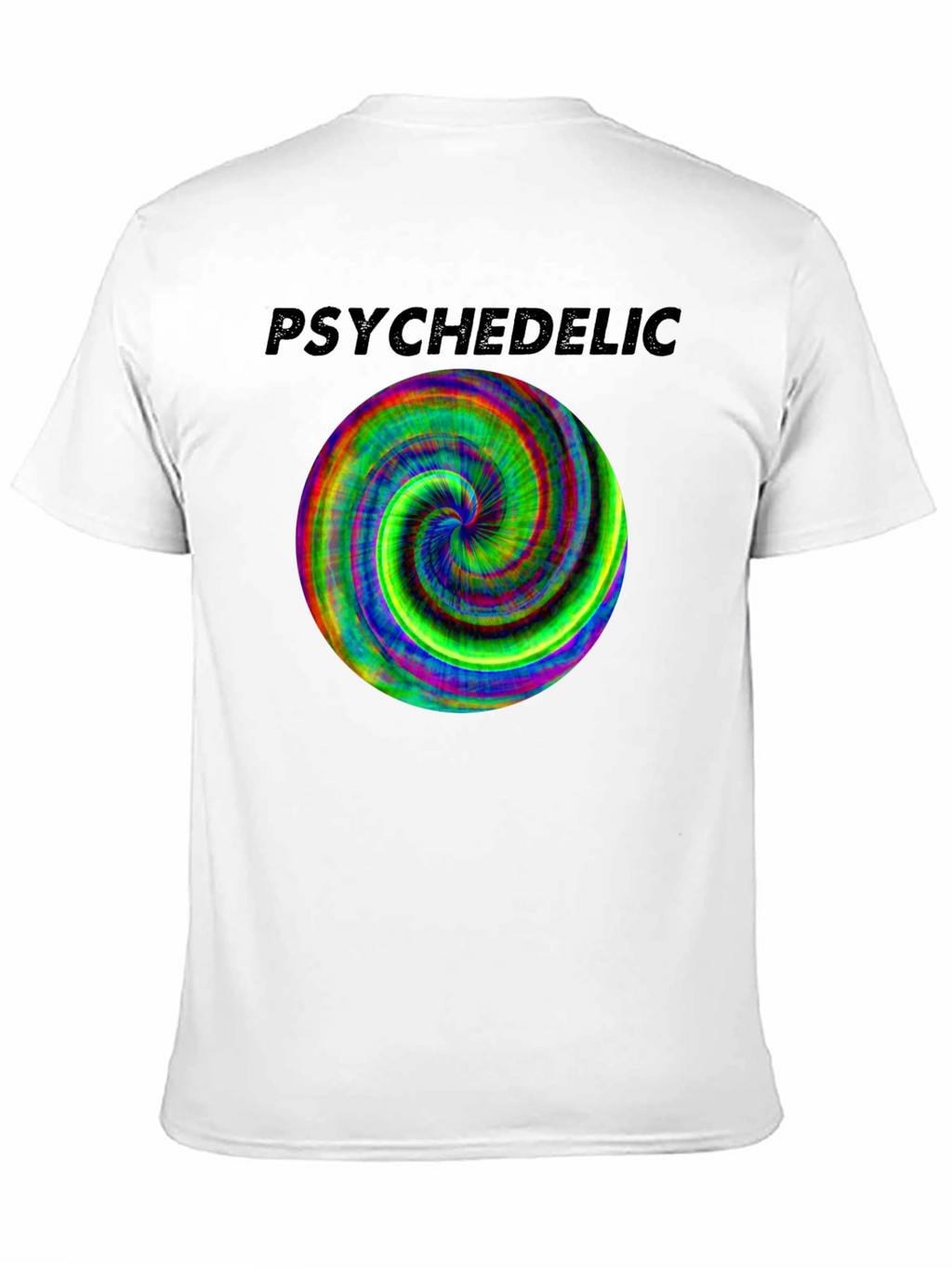 Psychedelic Swirl Graphic Tee - Black Cotton Casual Shirt