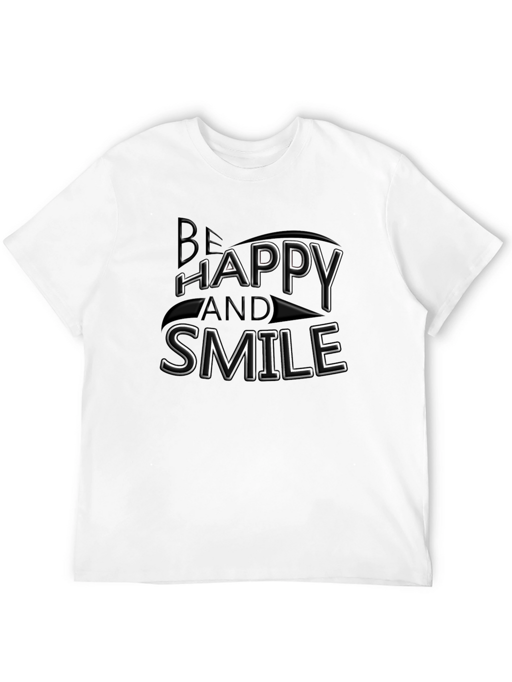 Be Happy and Smile Graphic Black T-Shirt