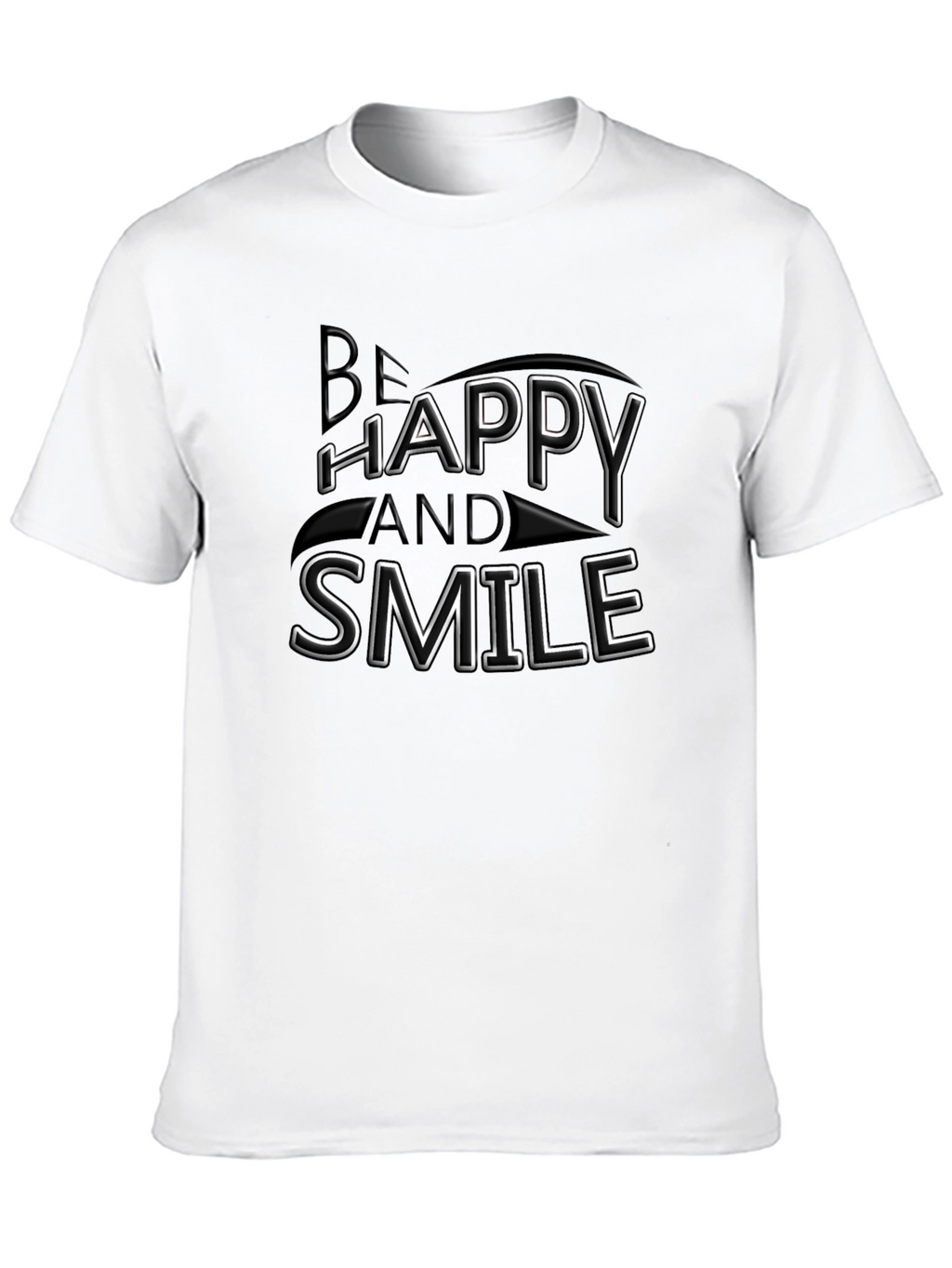 Be Happy and Smile Graphic Black T-Shirt
