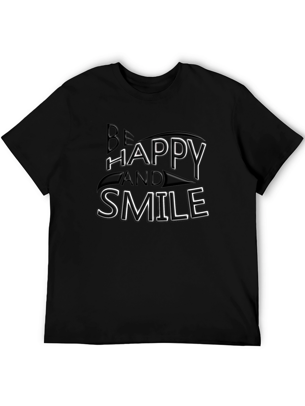 Be Happy and Smile Graphic Black T-Shirt