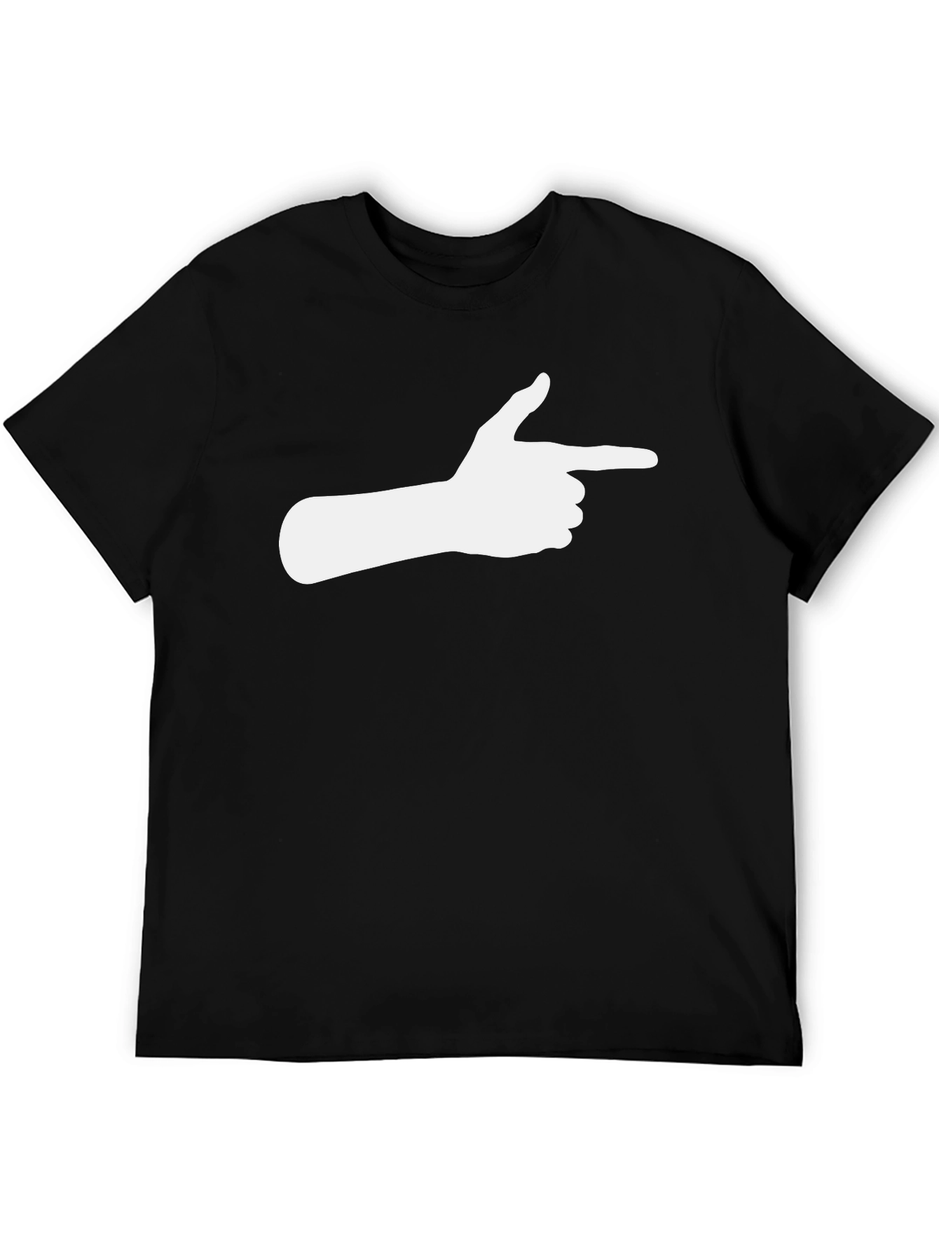 Black T-Shirt with Finger Gun Graphic