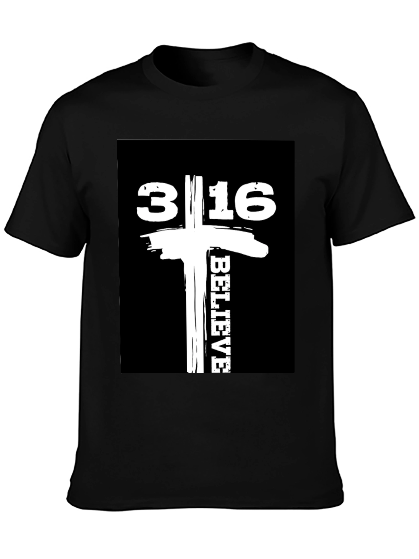 Believe 3:16 Graphic Tee - Black Cotton