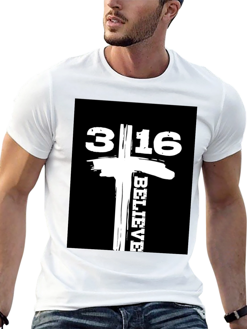 Believe 3:16 Graphic Tee - Black Cotton
