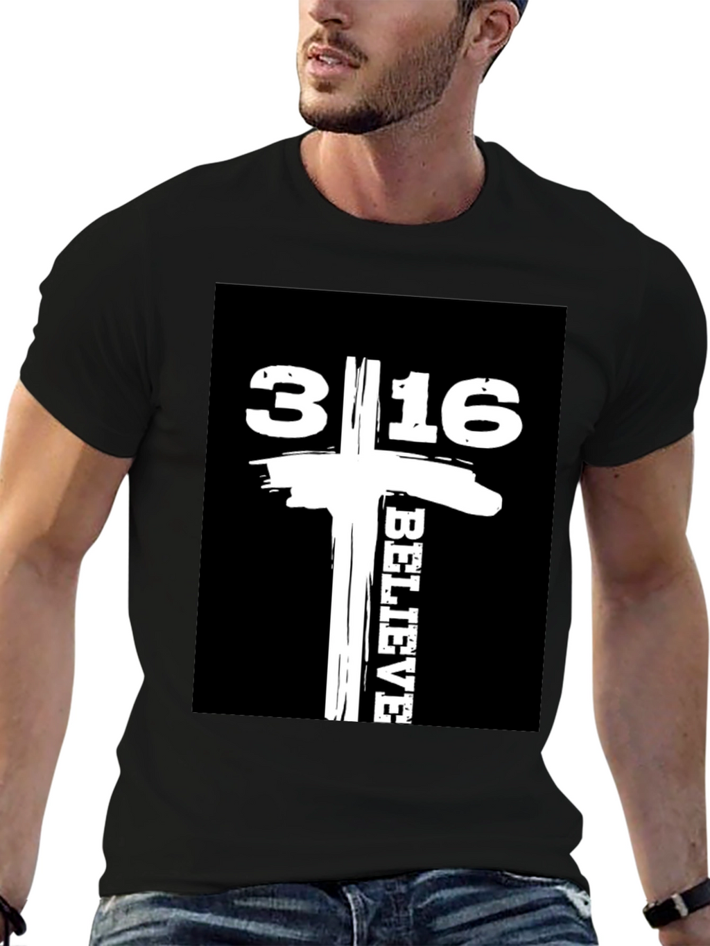 Believe 3:16 Graphic Tee - Black Cotton