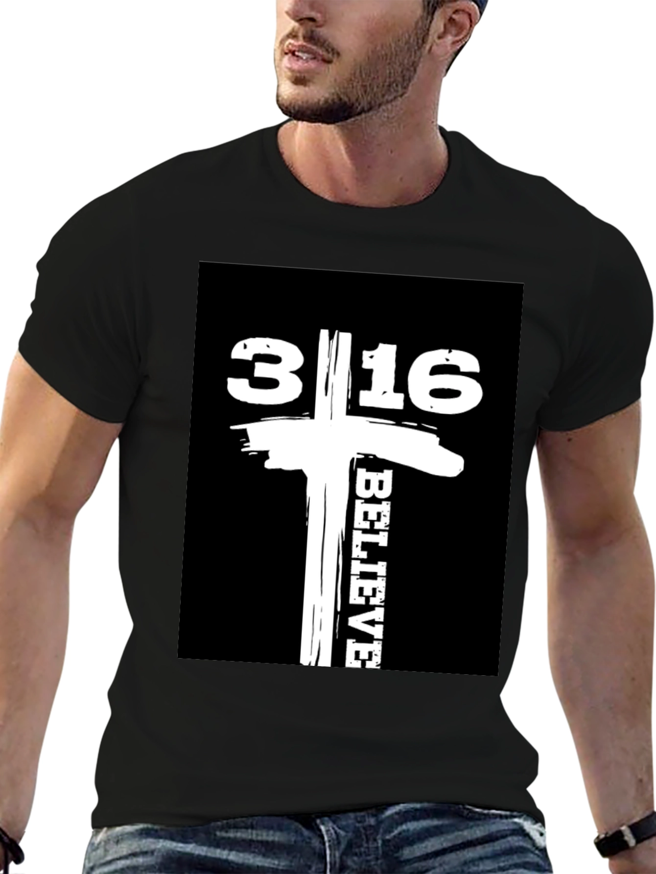 Believe 3:16 Graphic Tee - Black Cotton