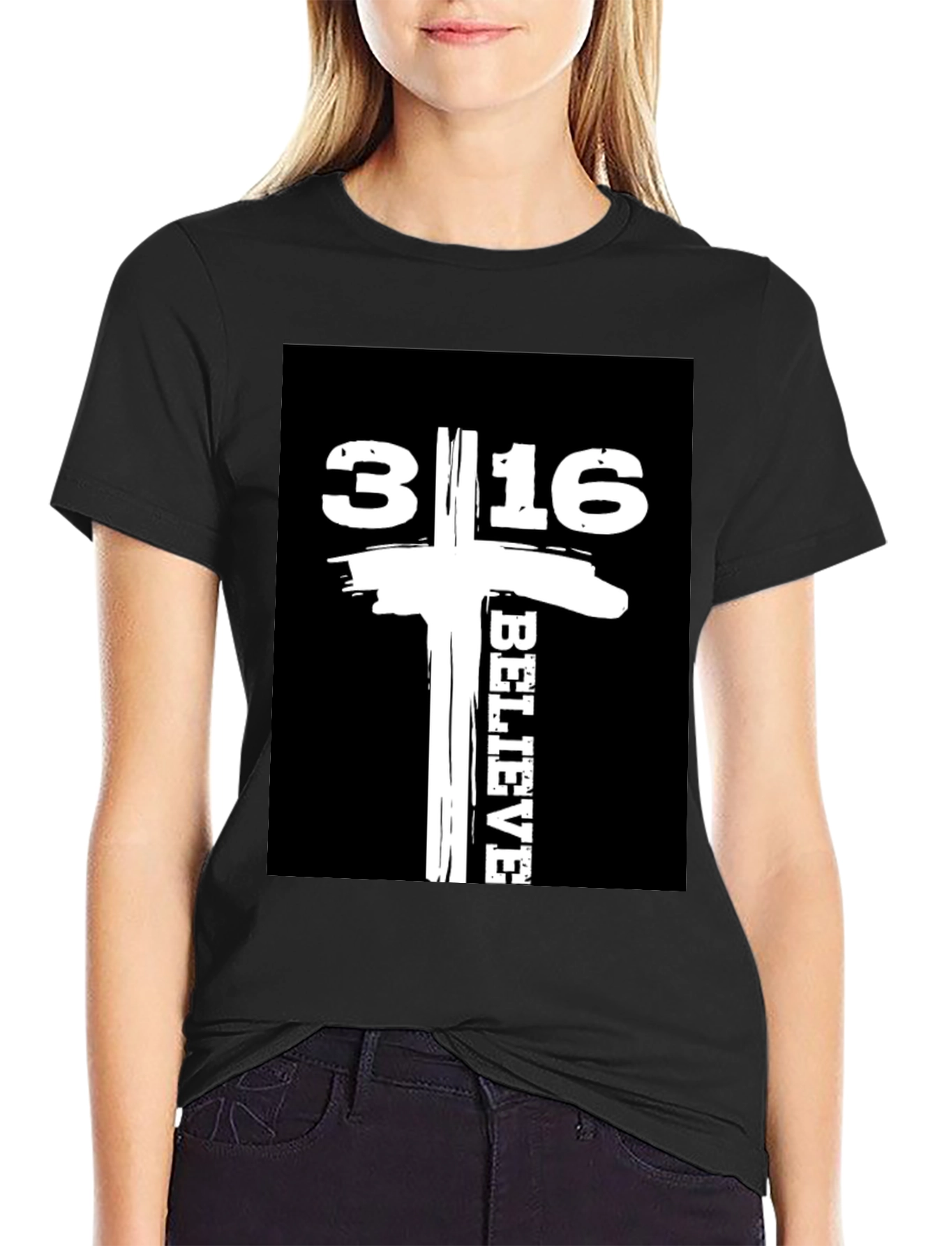 Believe 3:16 Graphic Tee - Black Cotton
