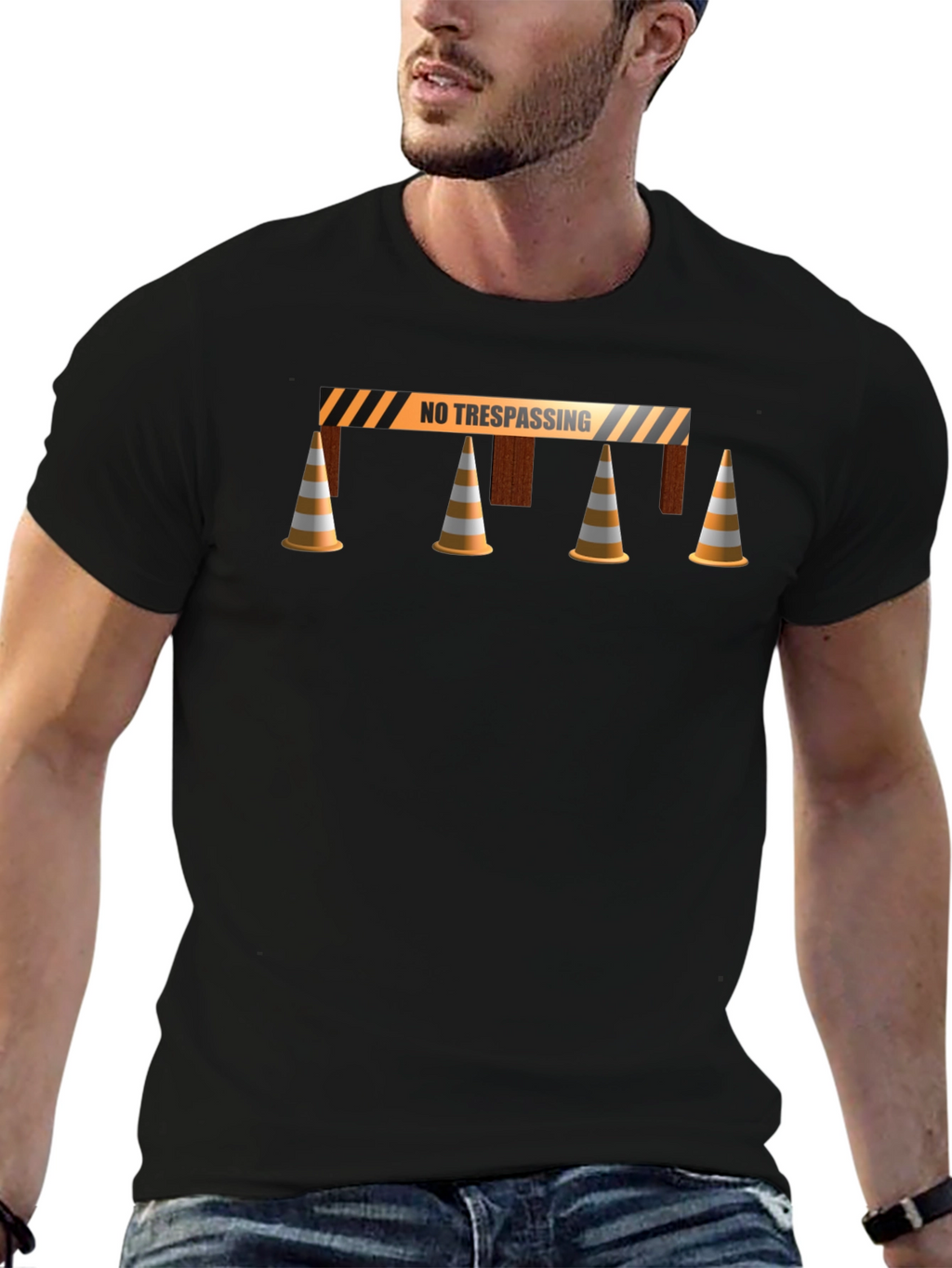 No Trespassing Tee - Barrier & Cones Graphic