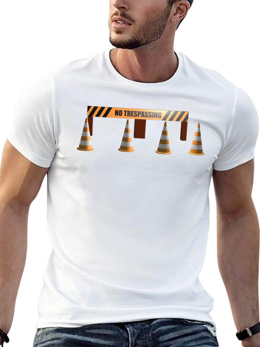 No Trespassing Tee - Barrier & Cones Graphic