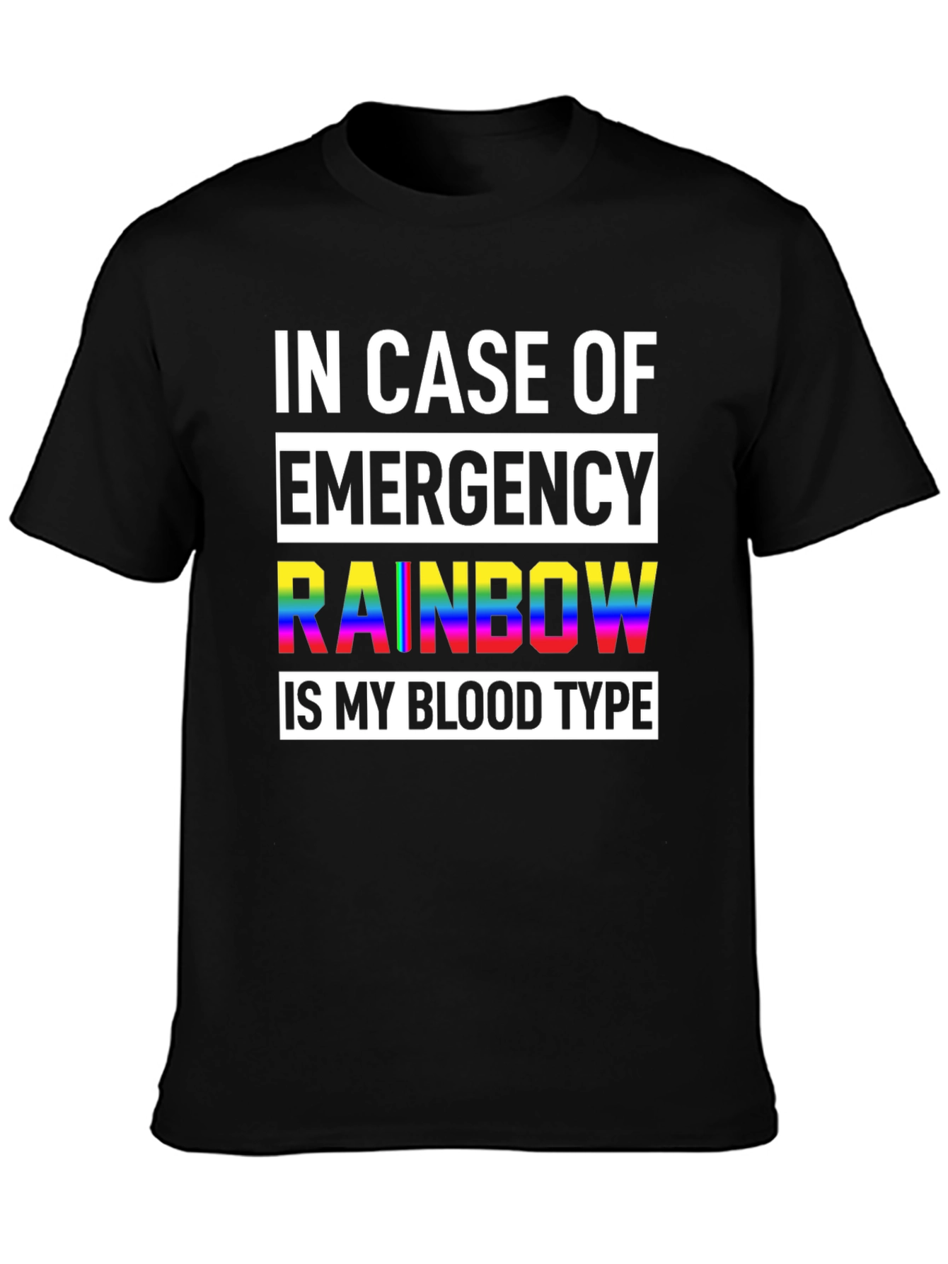 Rainbow Blood Type Graphic Tee - Unisex Black T-Shirt