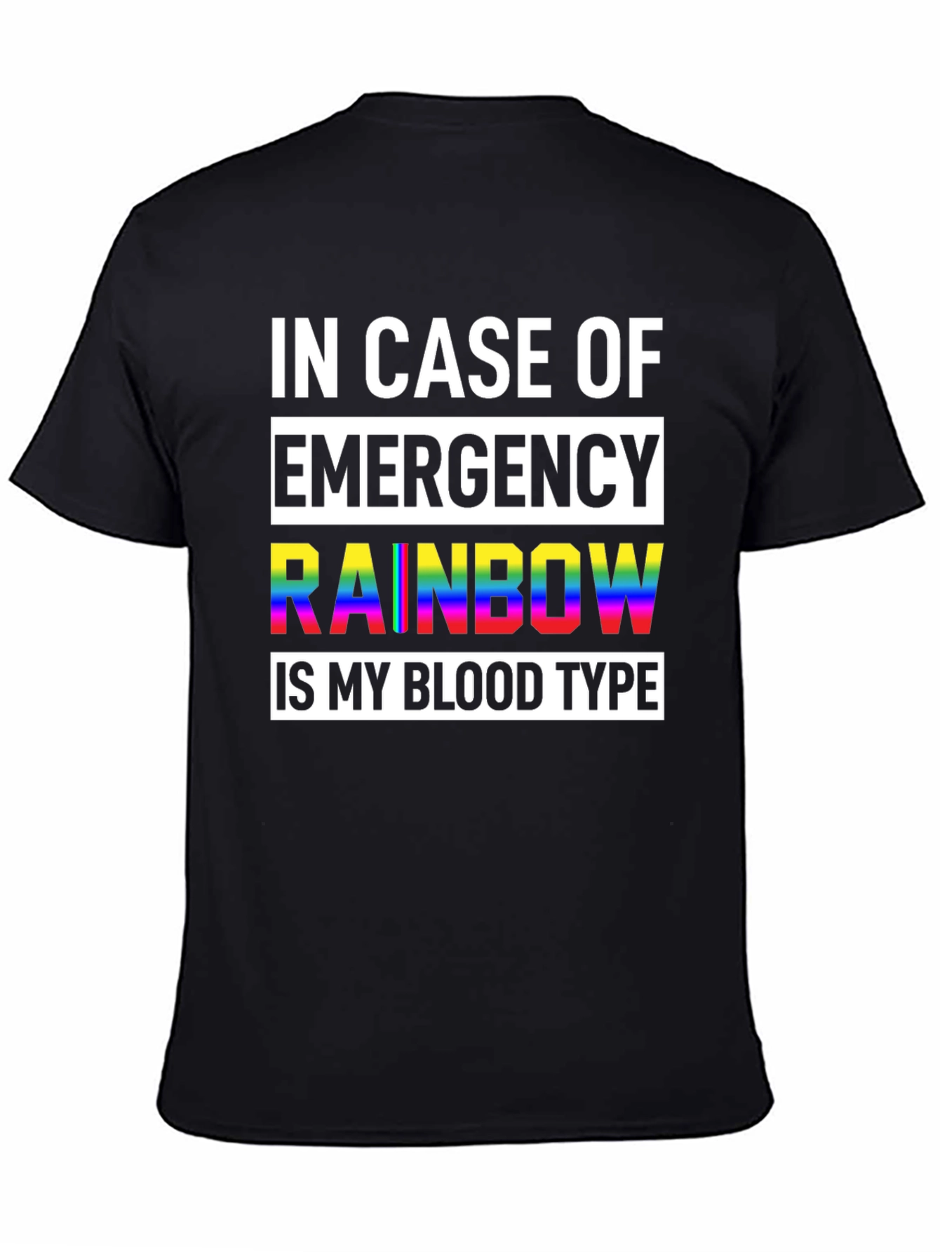 Rainbow Blood Type Graphic Tee - Unisex Black T-Shirt