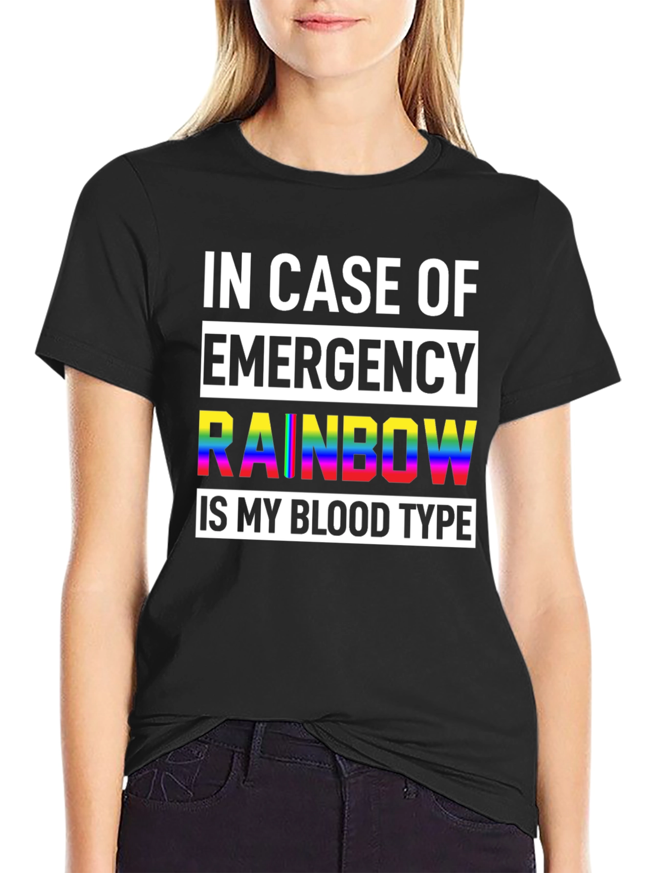 Rainbow Blood Type Graphic Tee - Unisex Black T-Shirt