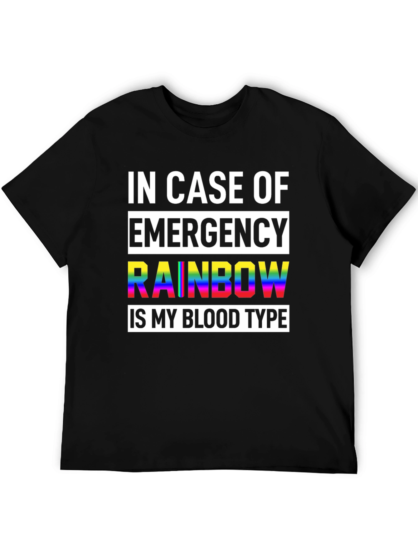 Rainbow Blood Type Graphic Tee - Unisex Black T-Shirt