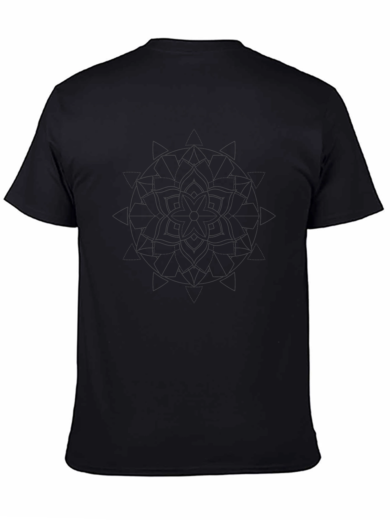 Mens Black Graphic Tee - Subtle Mandala Design