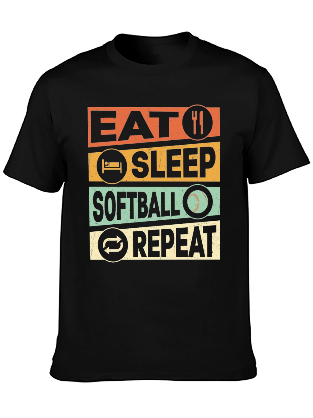 Eat Sleep Softball Repeat Graphic T-Shirt