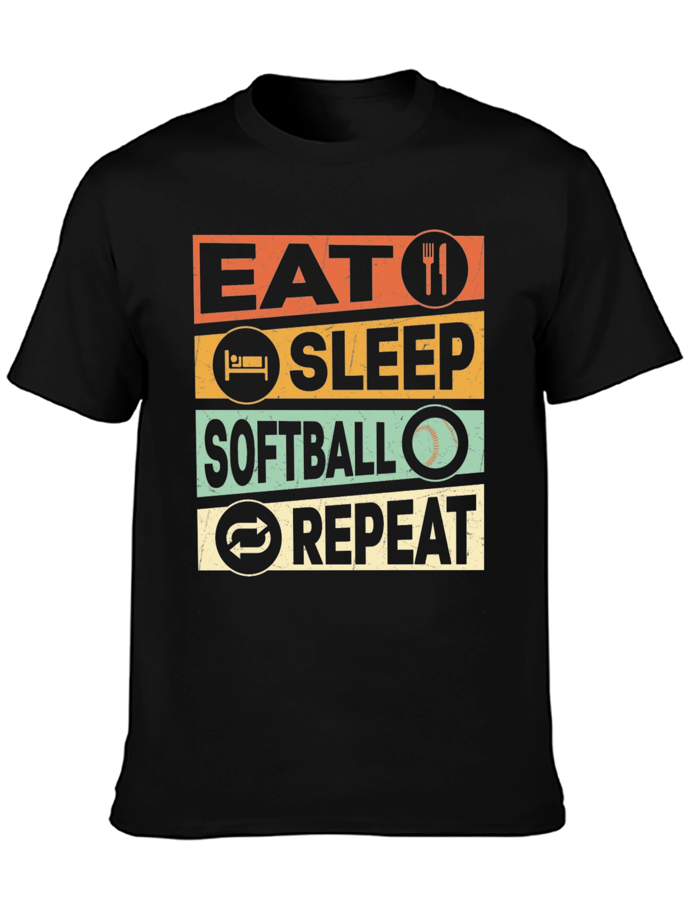 Eat Sleep Softball Repeat Graphic T-Shirt
