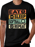 Eat Sleep Softball Repeat Graphic T-Shirt