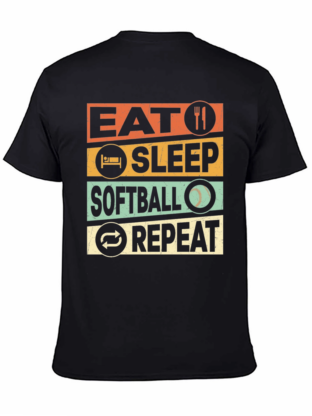 Eat Sleep Softball Repeat Graphic T-Shirt