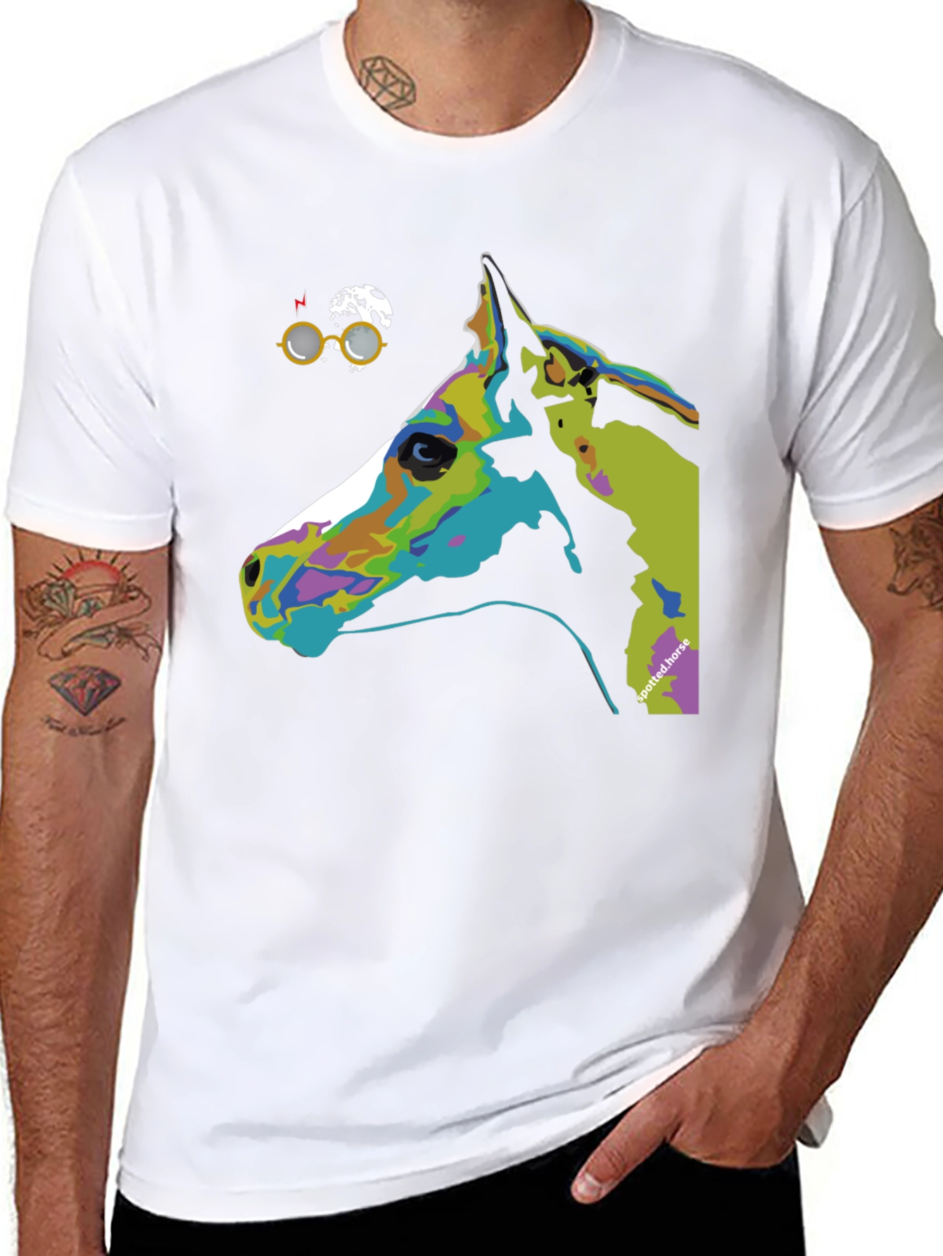 Spotted Horse Graphic Tee - Unique Art T-Shirt