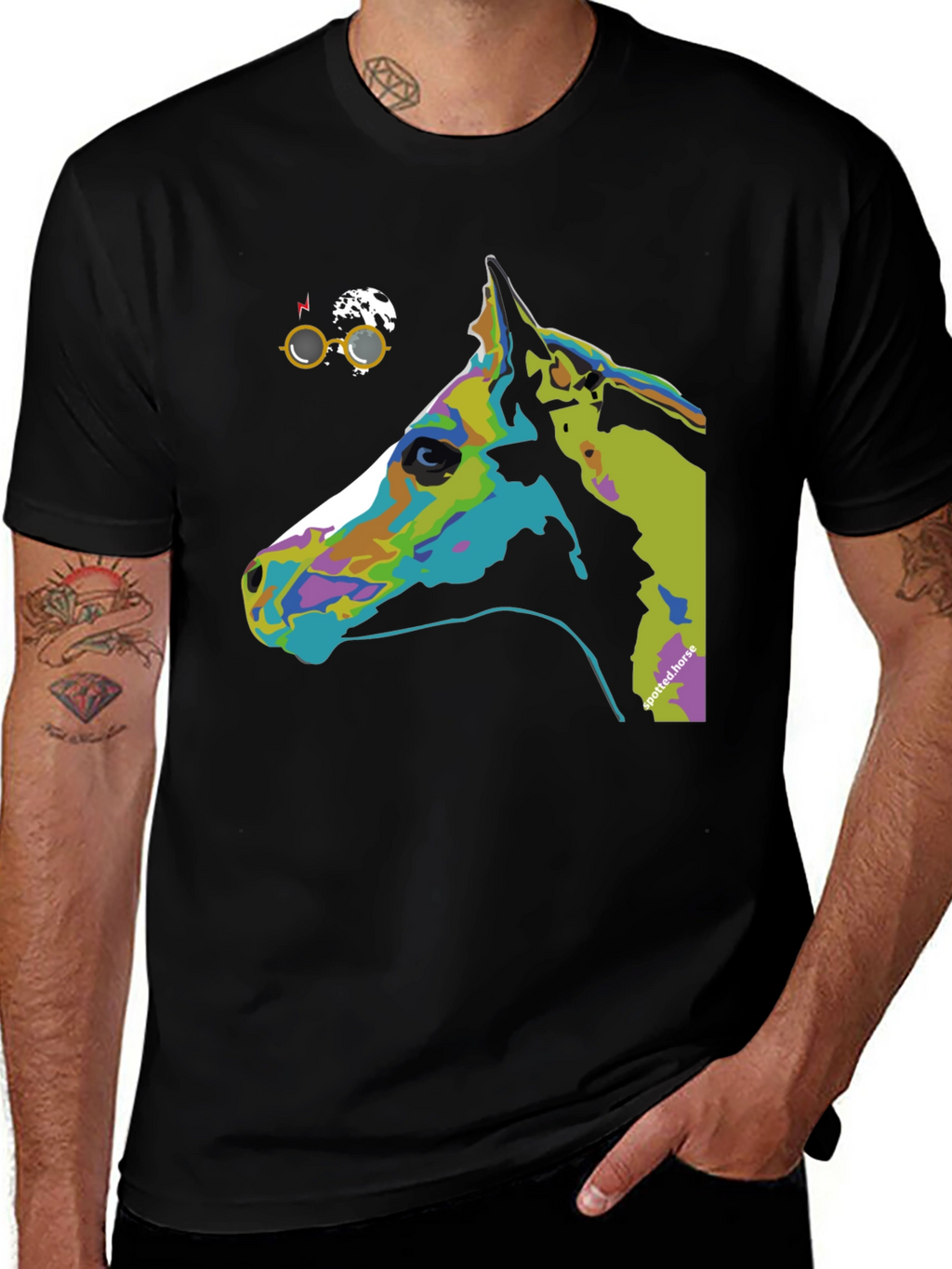 Spotted Horse Graphic Tee - Unique Art T-Shirt