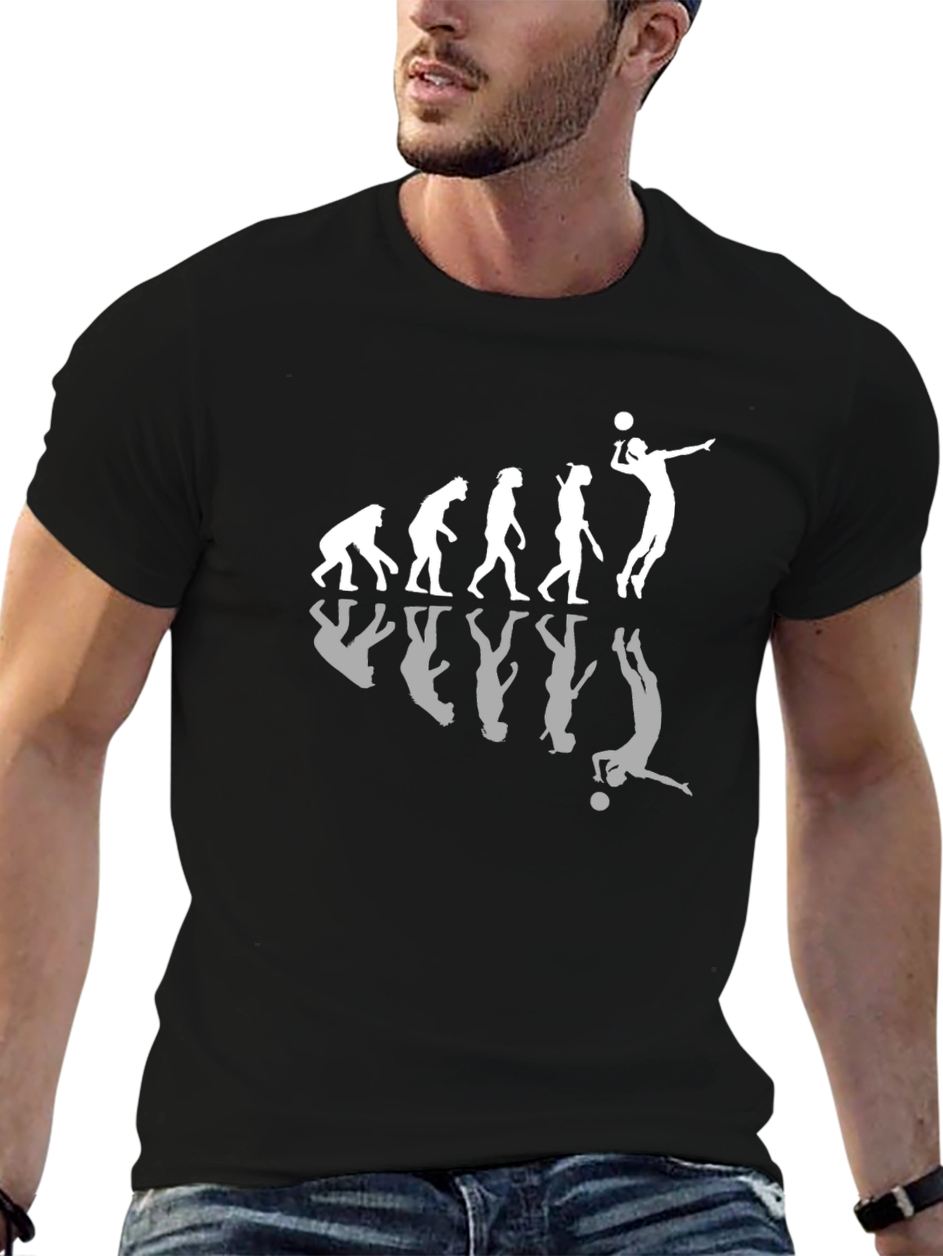 Evolution of Volleyball Black T-Shirt
