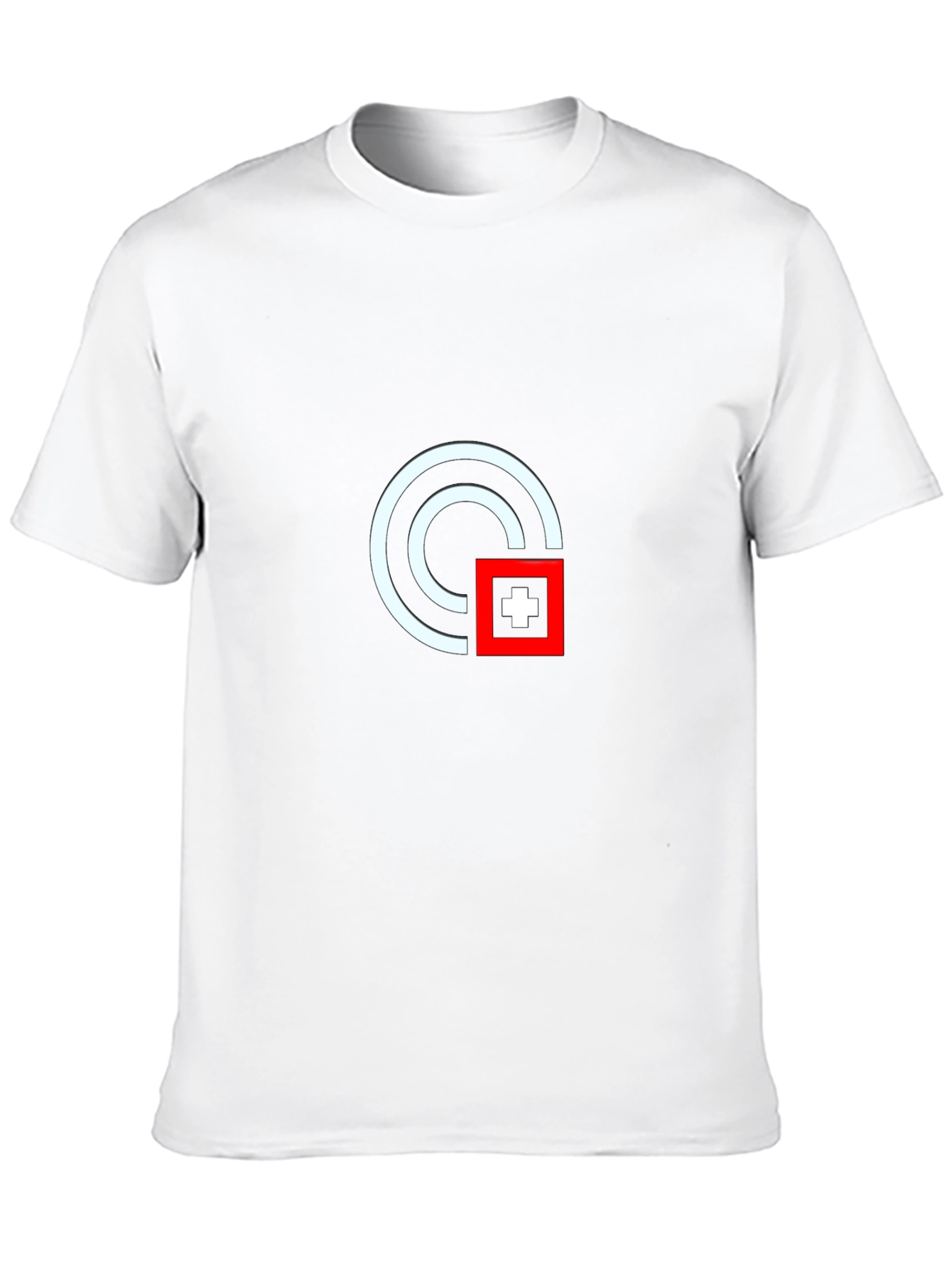 Modern Graphic Tee - White Circle Red Square