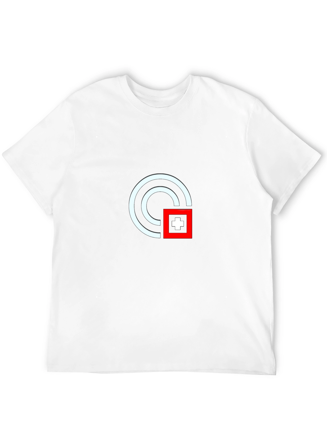 Modern Graphic Tee - White Circle Red Square