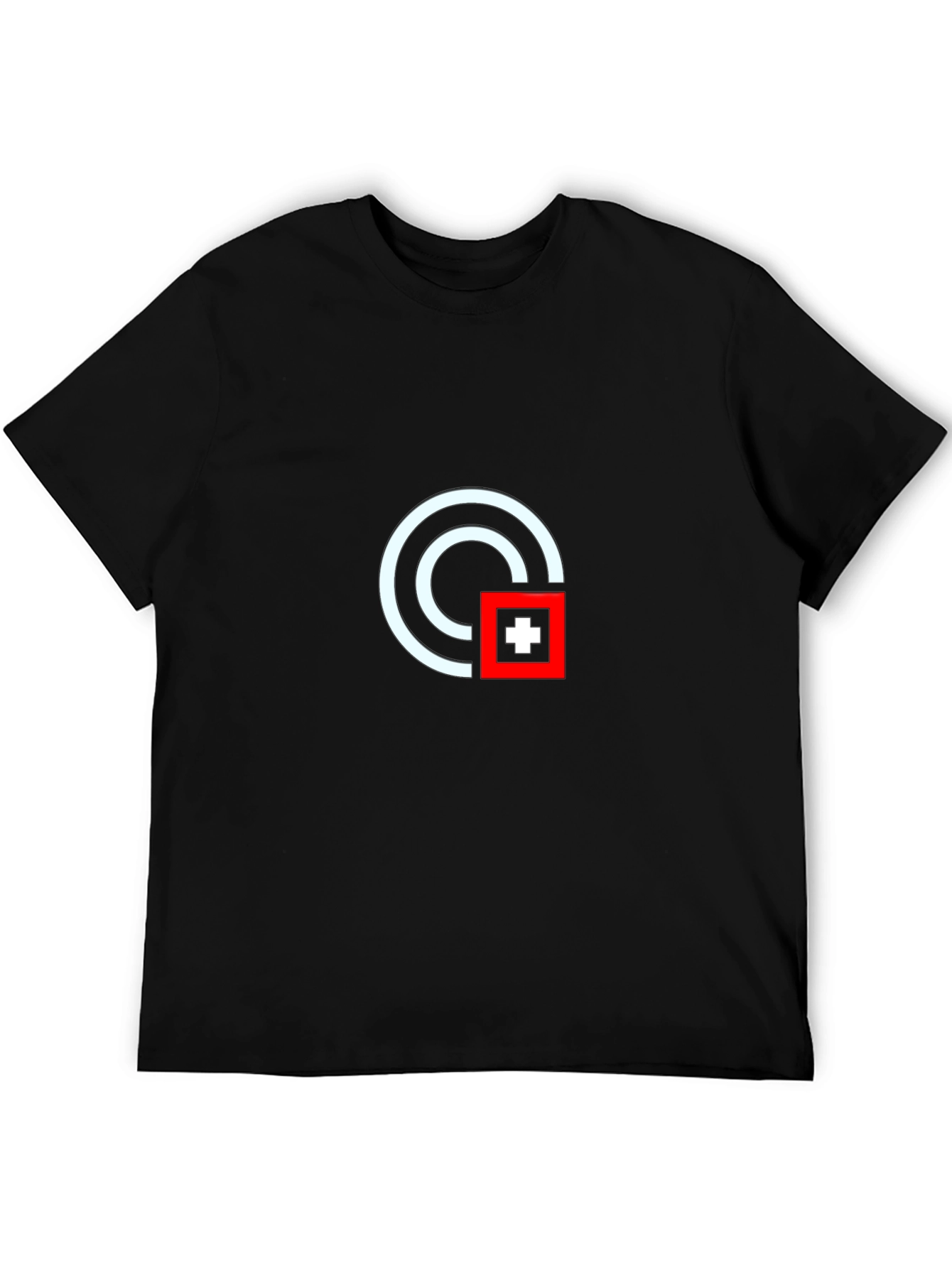 Modern Graphic Tee - White Circle Red Square