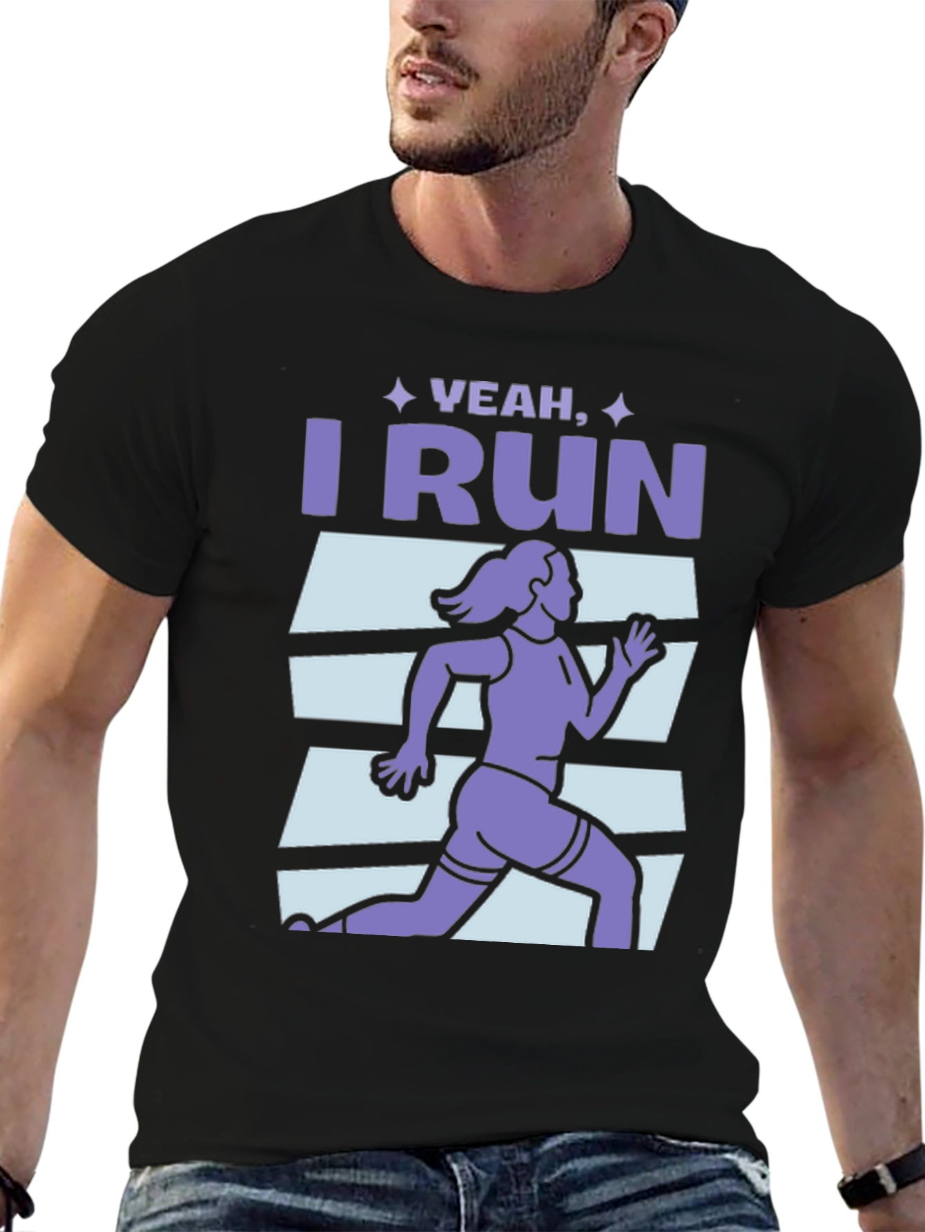 Yeah I Run Graphic T-Shirt - Black Cotton Tee