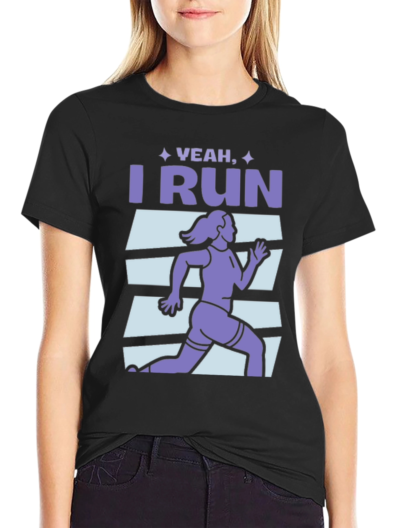 Yeah I Run Graphic T-Shirt - Black Cotton Tee