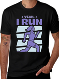 Yeah I Run Graphic T-Shirt - Black Cotton Tee