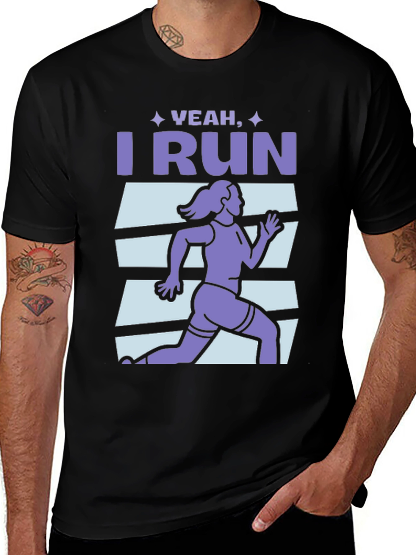 Yeah I Run Graphic T-Shirt - Black Cotton Tee